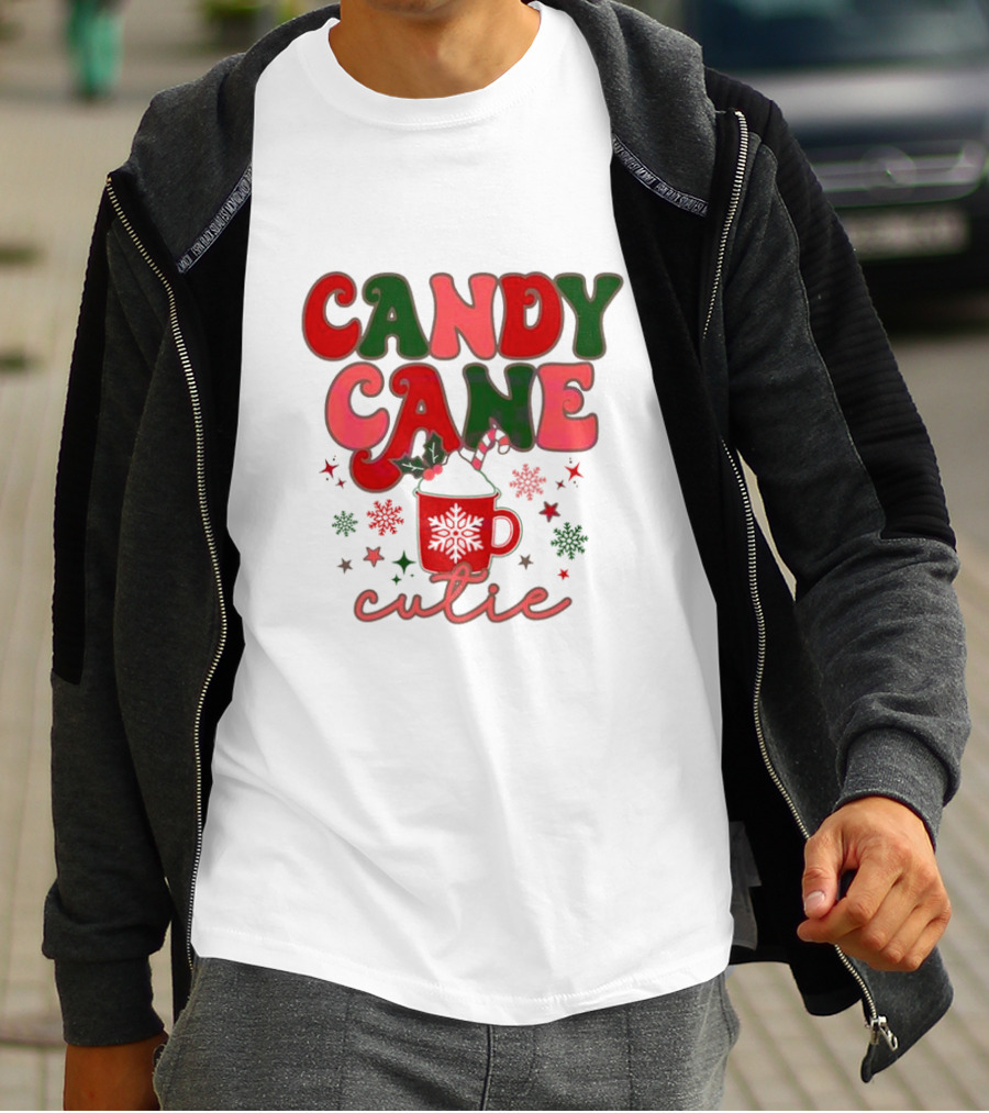 Candy Cane Cutie Mug Cocoa Holiday Oatmeal Natural T-Shirt