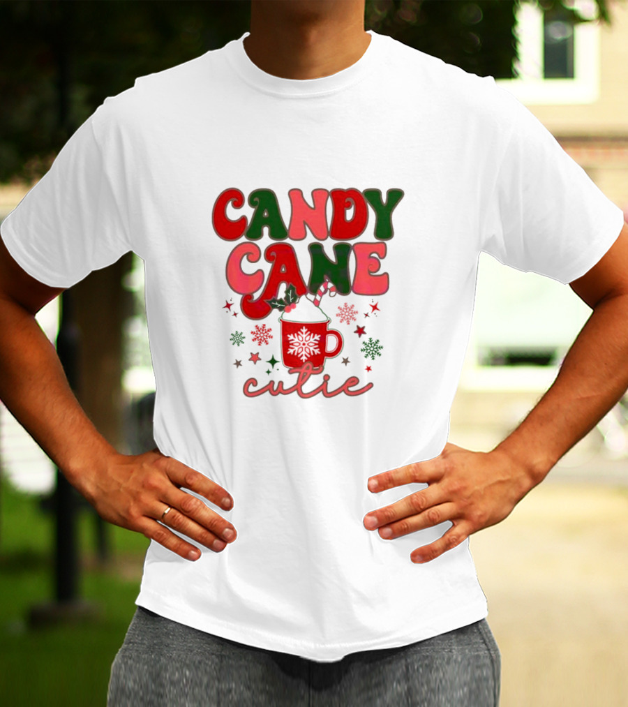 Candy Cane Cutie Mug Cocoa Holiday Oatmeal Natural T-Shirt