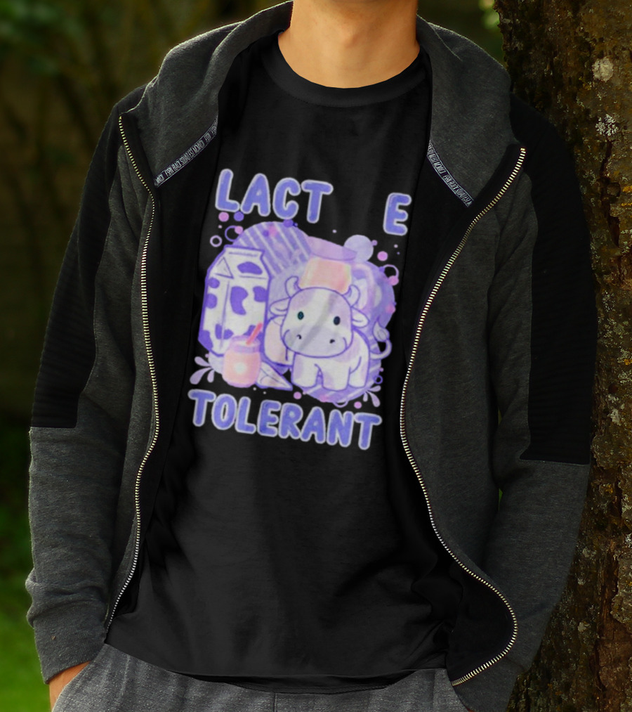 Lactose Intolerant Funny Milk Cow Cartoon T-Shirt