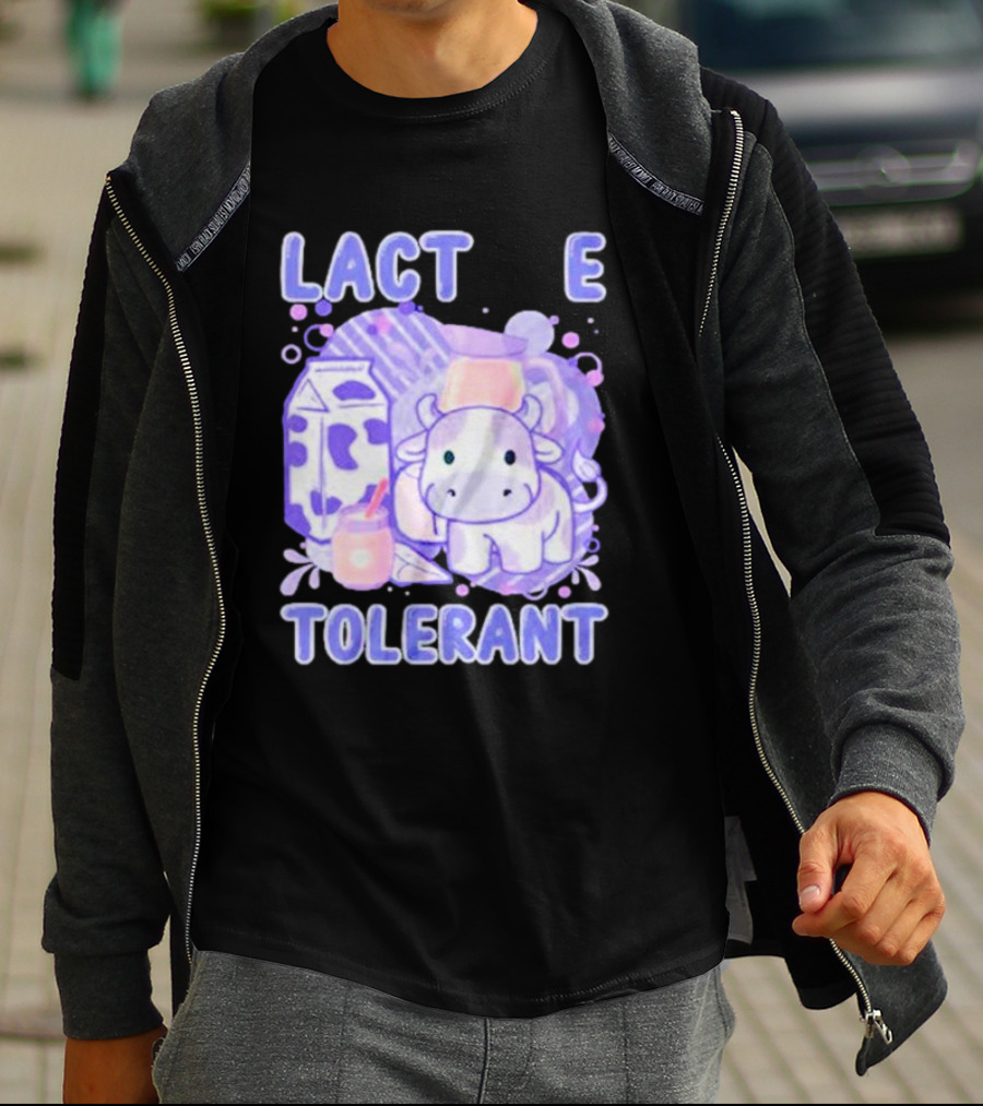 Lactose Intolerant Funny Milk Cow Cartoon T-Shirt