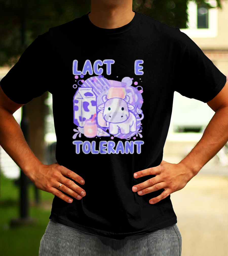 Lactose Intolerant Funny Milk Cow Cartoon T-Shirt