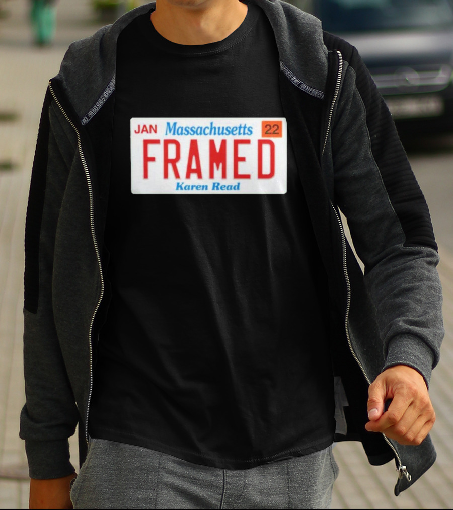 Massachusetts Framed Karen Read License Plate T-Shirt