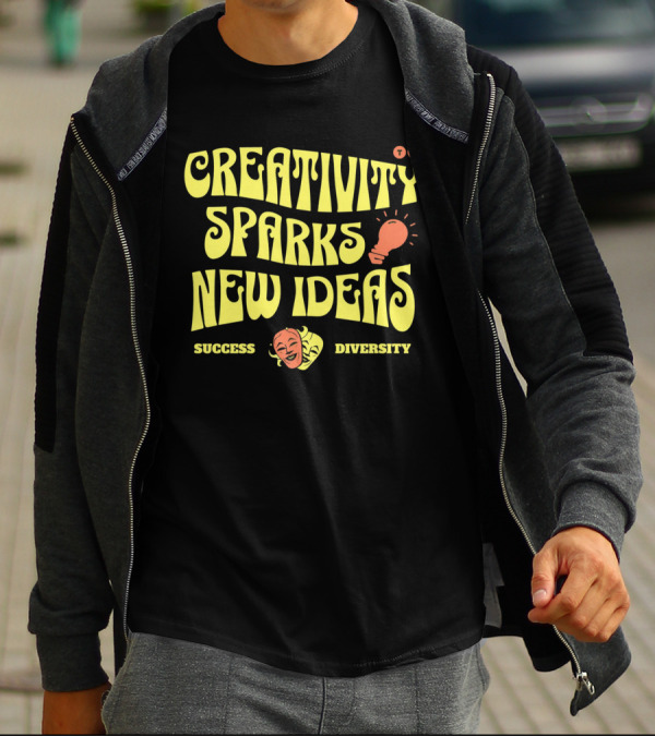 Creativity Sparks New Ideas Success Diversity Lightbulb Icon Comedy Tragedy Masks T-Shirt