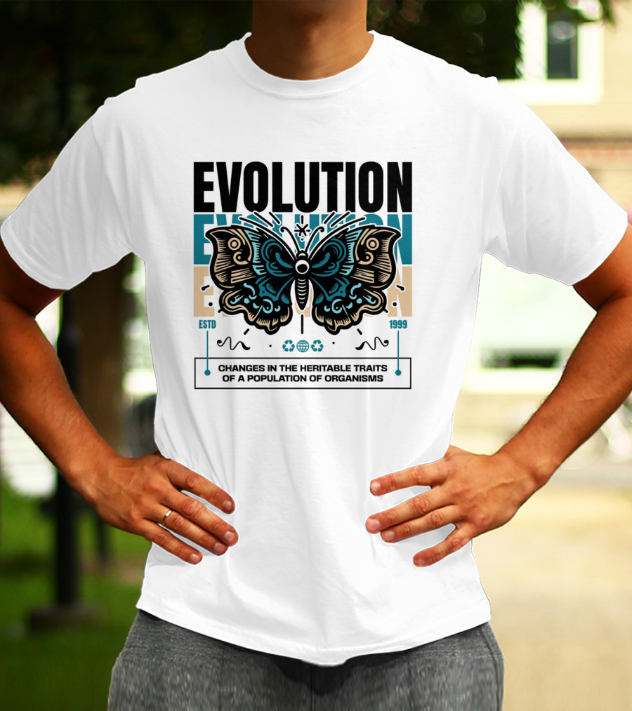Evolution Butterfly Changes In Heritable Traits ESTD 1999 T-Shirt