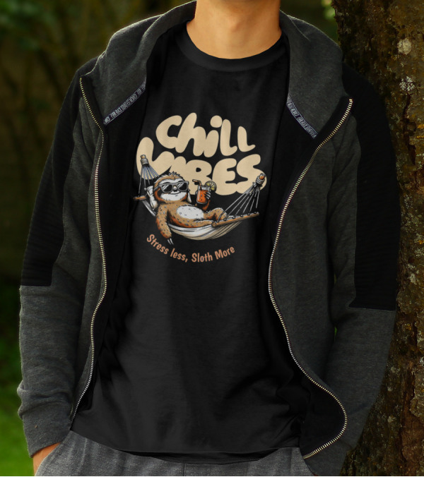 Chill Vibes Stress Less, Sloth More T-Shirt