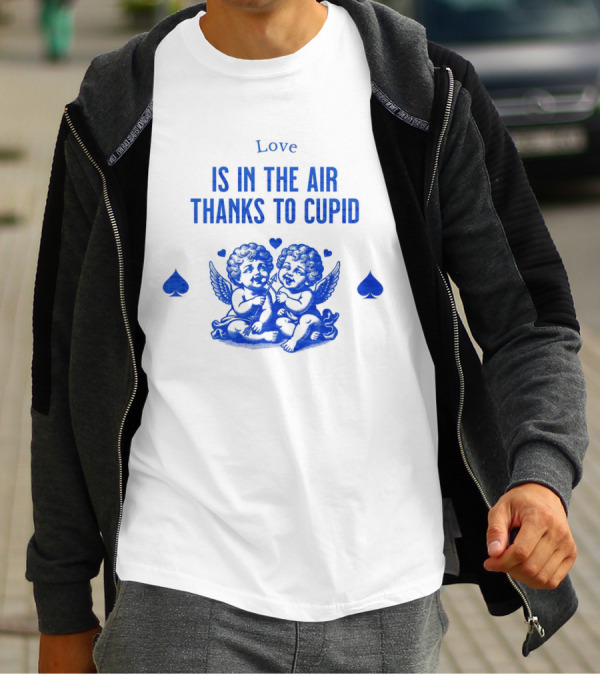 Love Is In The Air Thanks To Cupid Cherubs With Hearts And Spades T-Shirt