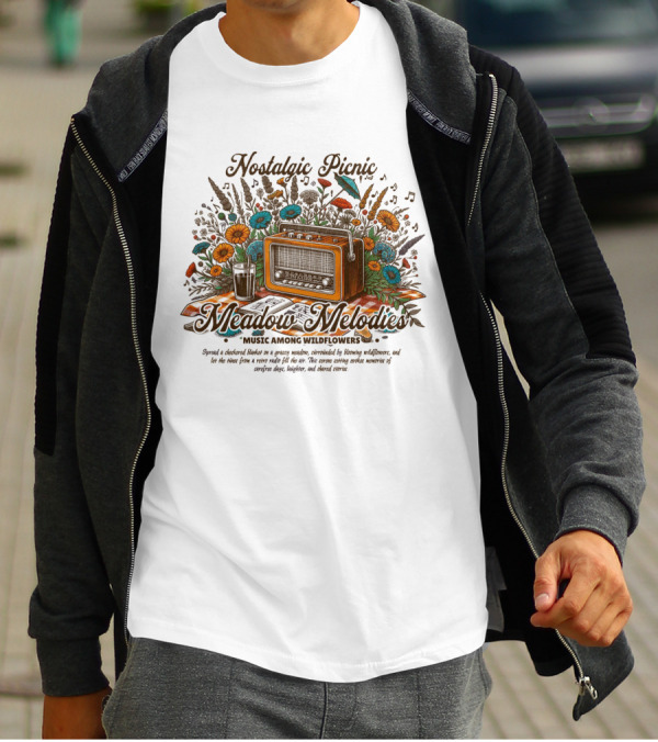 Nostalgic Picnic Meadow Melodies Music Among Wildflowers T-Shirt