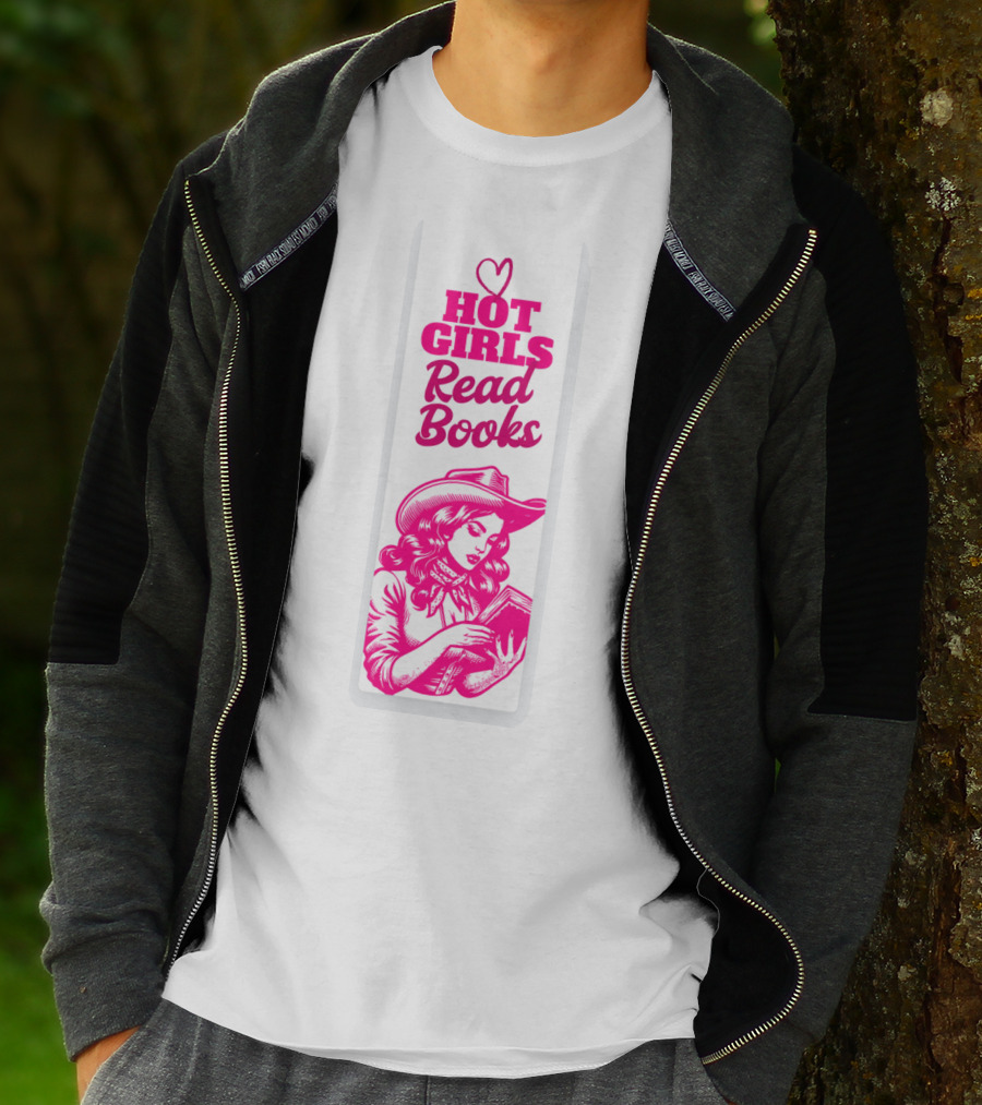 Hot Girls Read Books Cool Vintage Bookmark T-Shirt