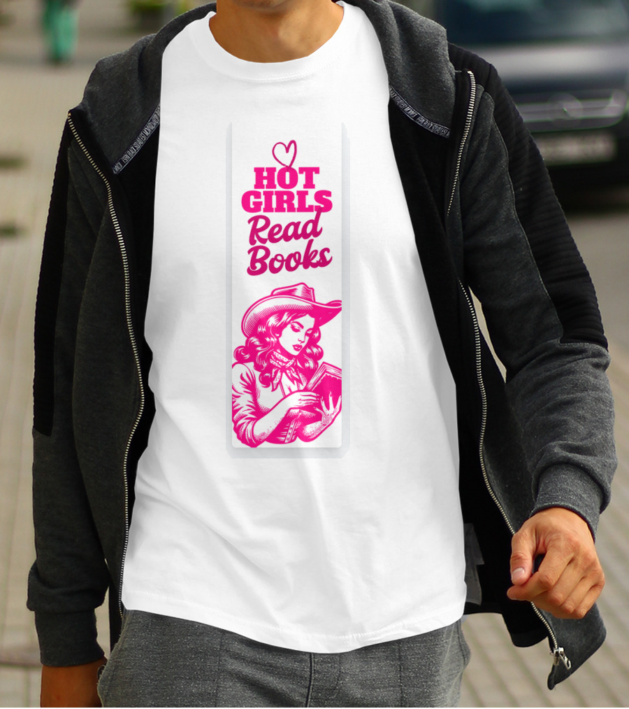 Hot Girls Read Books Cool Vintage Bookmark T-Shirt