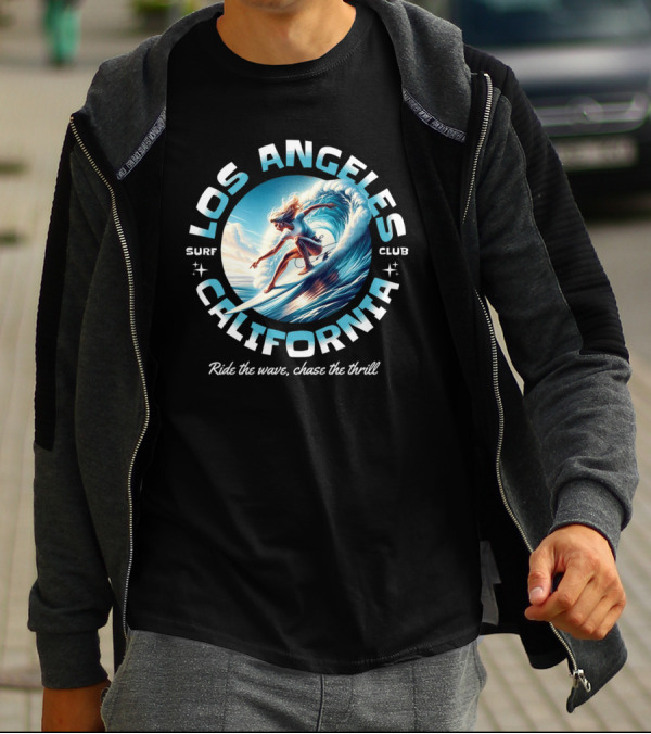 Los Angeles California Surf Club Ride The Wave Chase The Thrill T-Shirt