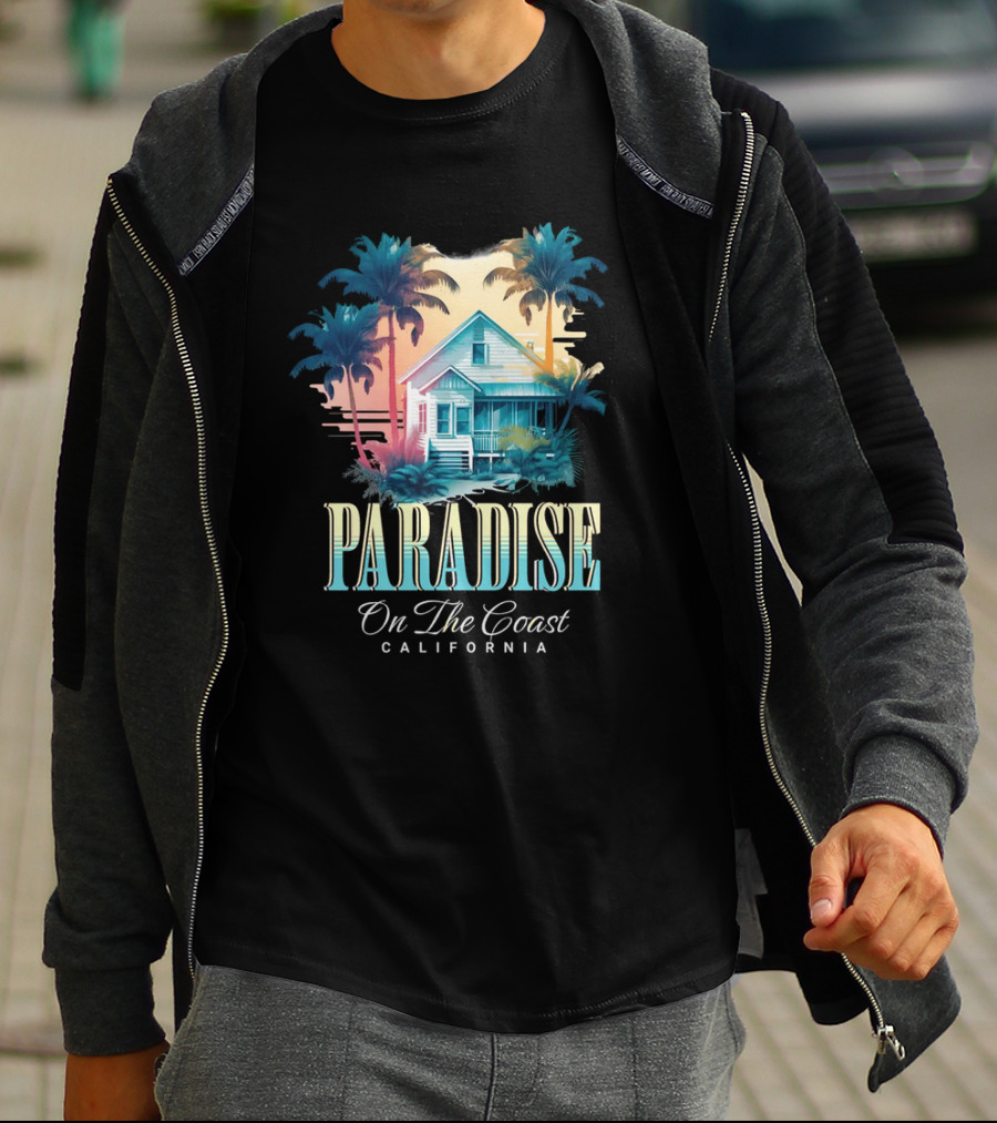 Paradise California Palm Trees Oceanfront Escape T-Shirt
