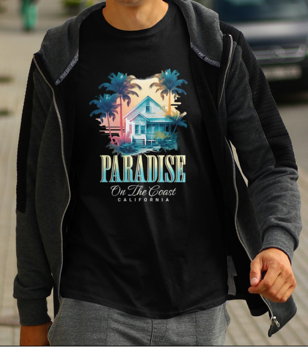 Paradise California Palm Trees Oceanfront Escape T-Shirt