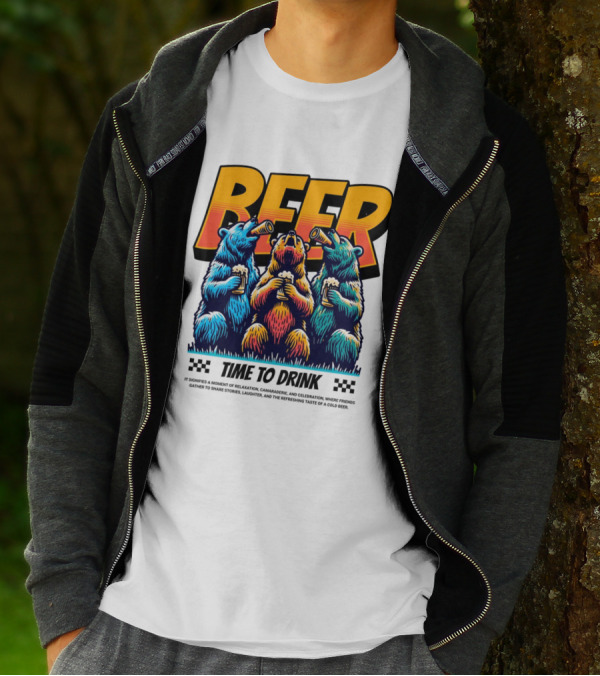 BEER Time To Drink Bears T-Shirt