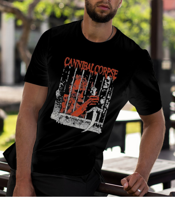 Cannibal Corpse Bloody Kill Cell Prison Bars Skeleton Knife T-Shirt