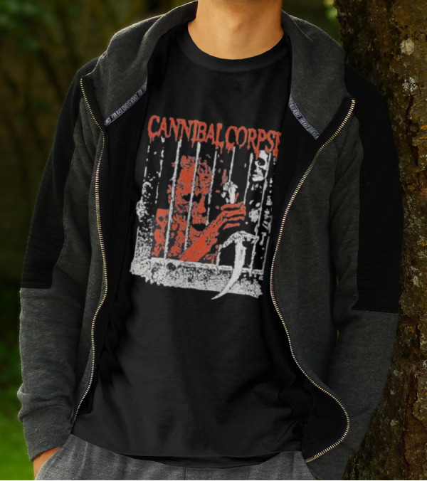 Cannibal Corpse Bloody Kill Cell Prison Bars Skeleton Knife T-Shirt
