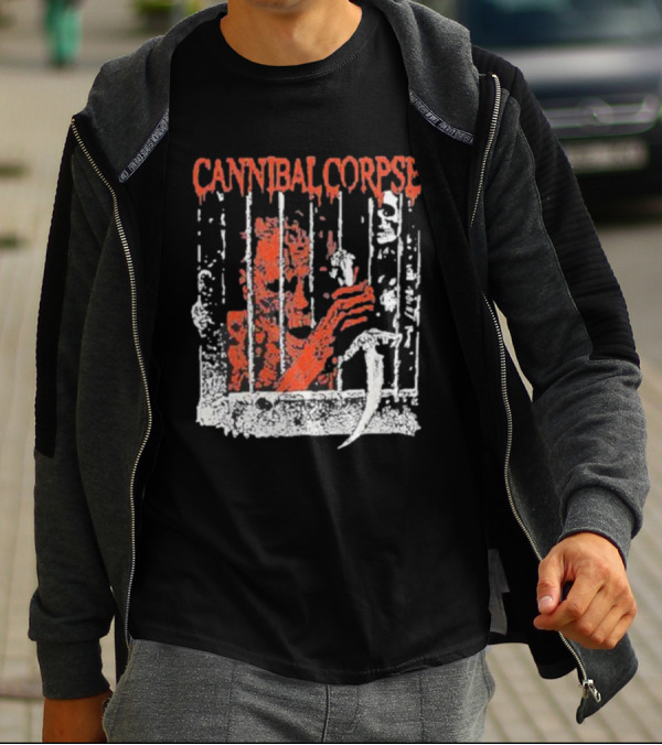 Cannibal Corpse Bloody Kill Cell Prison Bars Skeleton Knife T-Shirt