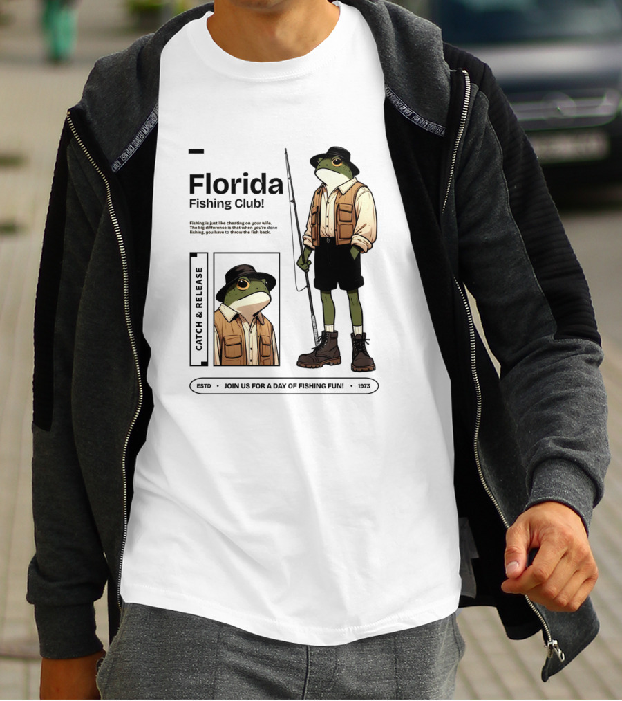 Florida Fishing Club Catch And Release Frog Adventure 1975 T-Shirt