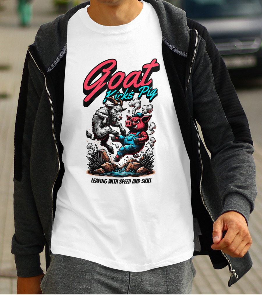 Goat Kicks Pig Leaping With Speed And Skill T-Shirt