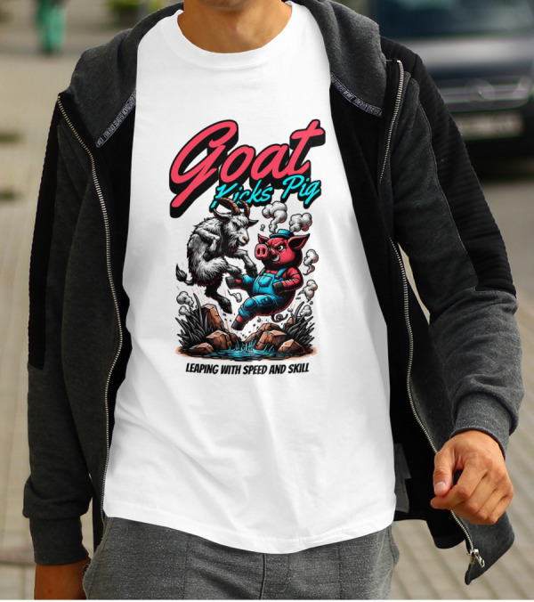 Goat Kicks Pig Leaping With Speed And Skill T-Shirt