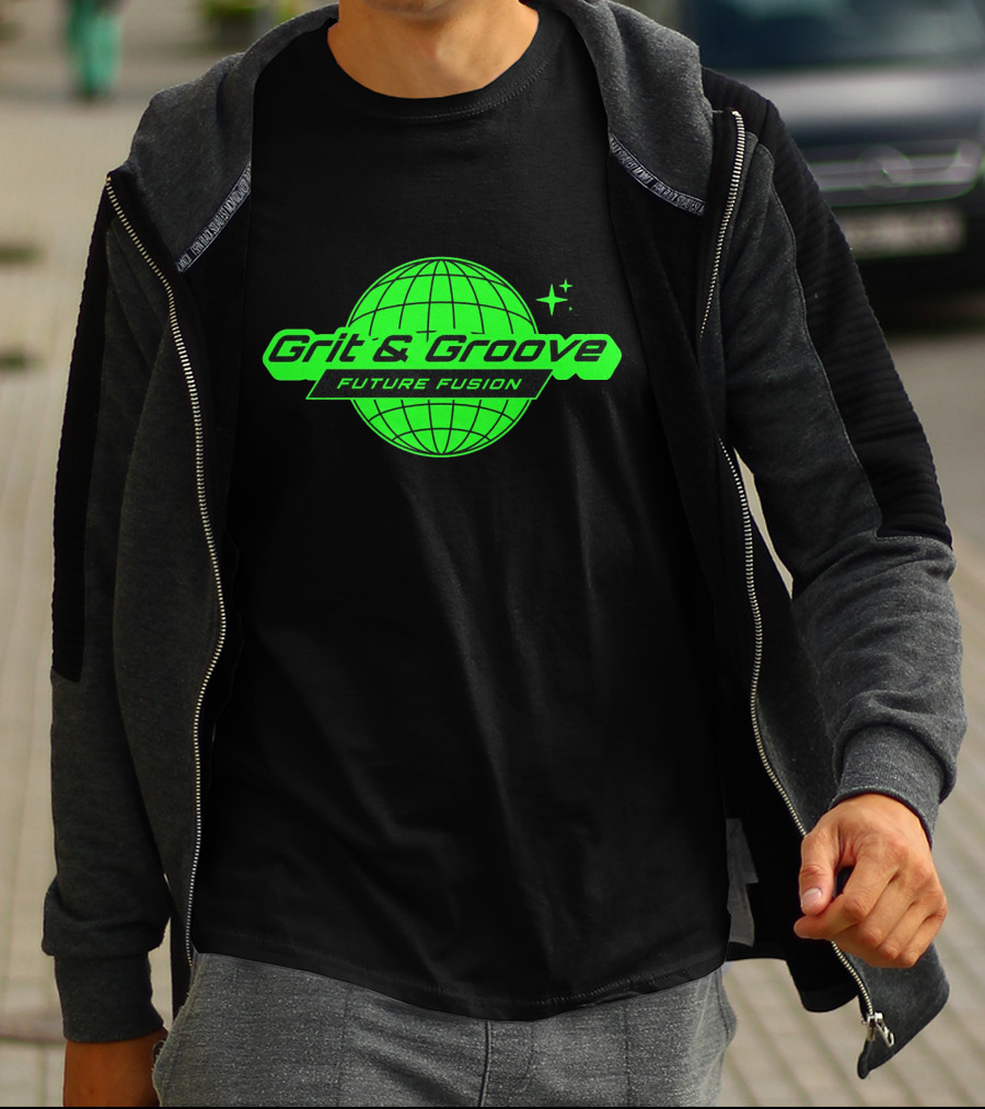 Grit And Groove Future Fusion Global Neon Green Sphere T-Shirt