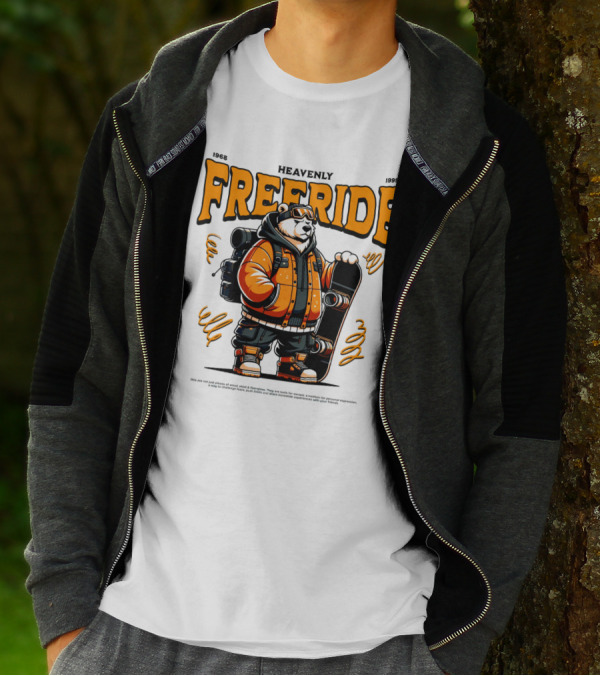 HEAVENLY FREERIDE Polar Bear Snowboard 1968 1995 T-Shirt