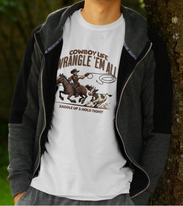 Cowboy Life Wrangle 'Em All Saddle Up And Hold Tight T-Shirt