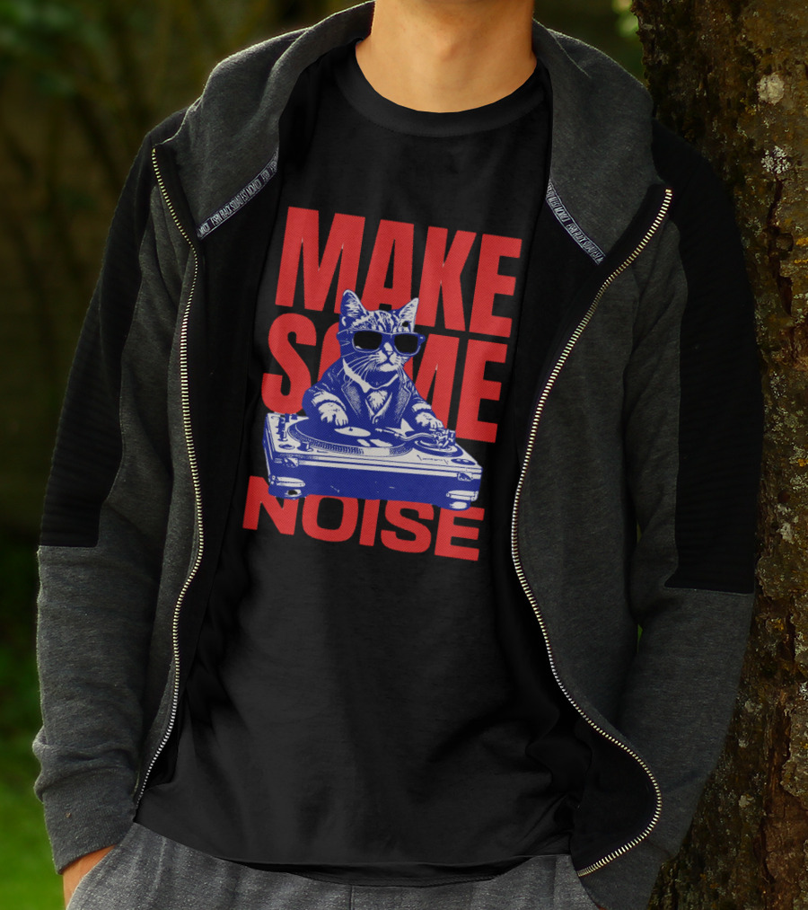 Make Some Noise Cat DJ With Turntable And Sunglasses T-Shirt