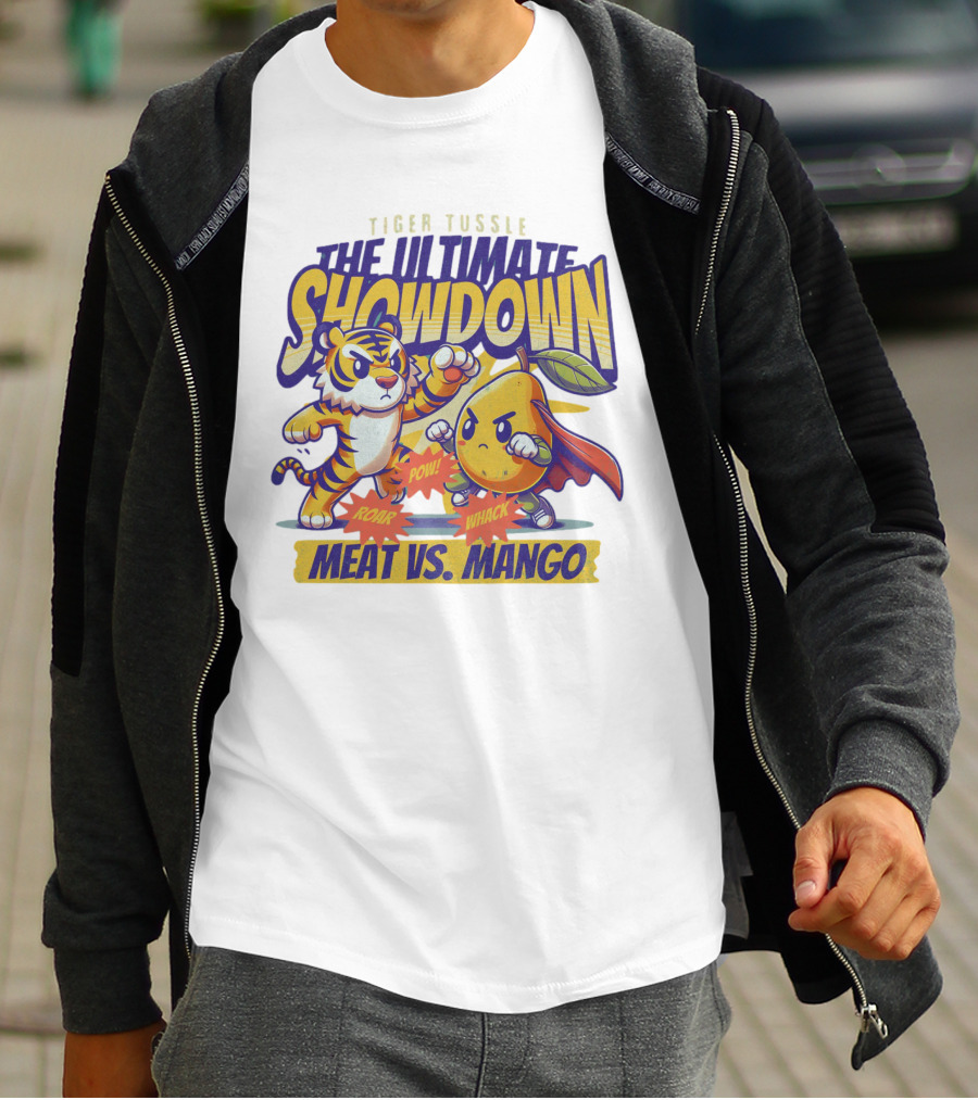 Tiger Tussle The Ultimate Showdown Meat Vs. Mango T-Shirt
