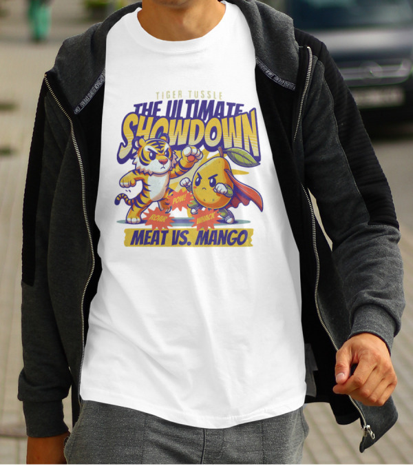Tiger Tussle The Ultimate Showdown Meat Vs. Mango T-Shirt