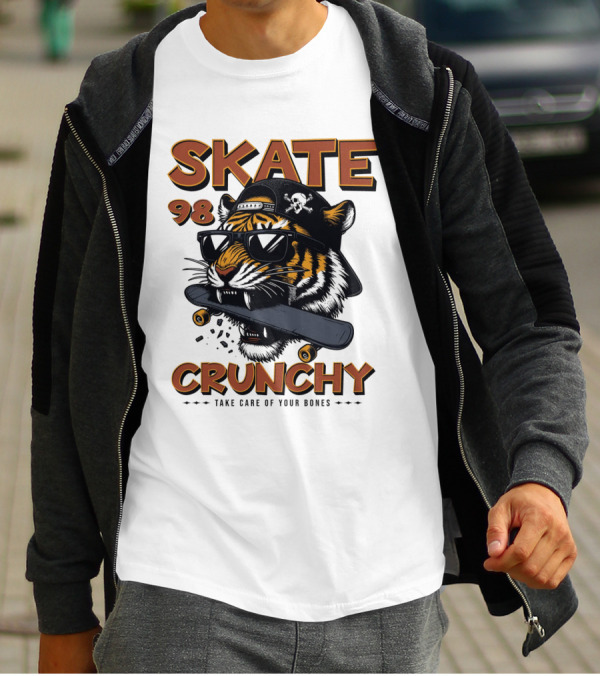 SKATE 98 CRUNCHY Tiger Take Care Of Your Bones T-Shirt