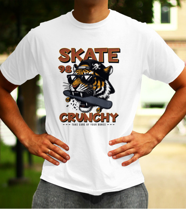SKATE 98 CRUNCHY Tiger Take Care Of Your Bones T-Shirt