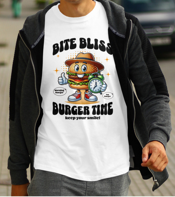 Bite Bliss Burger Time Keep Your Smile Morning Burger Ams Burger T-Shirt