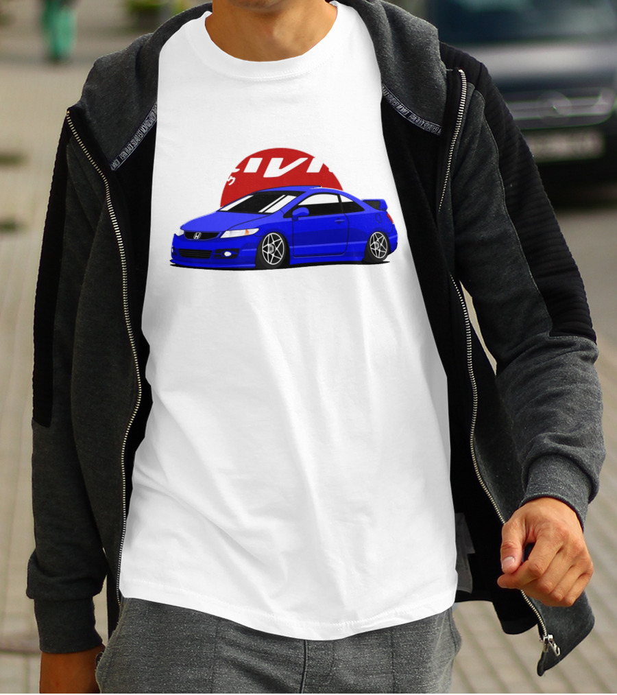 Civic SI JDM Cars Honda Blue Sports Car Japanese T-Shirt
