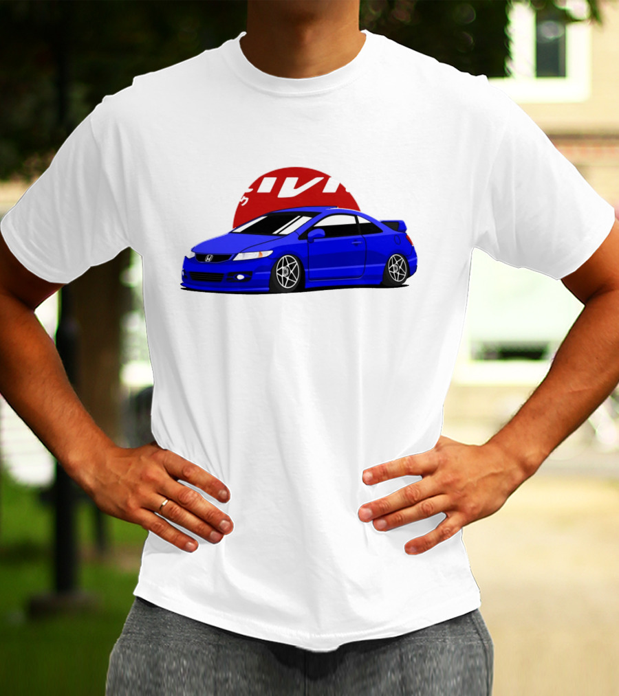 Civic SI JDM Cars Honda Blue Sports Car Japanese T-Shirt