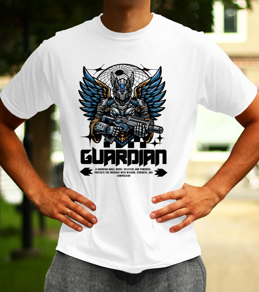 Guardian Angel Robot Celestial And Powerful Protects The Universe With Wisdom Strength And Compassion T-Shirt