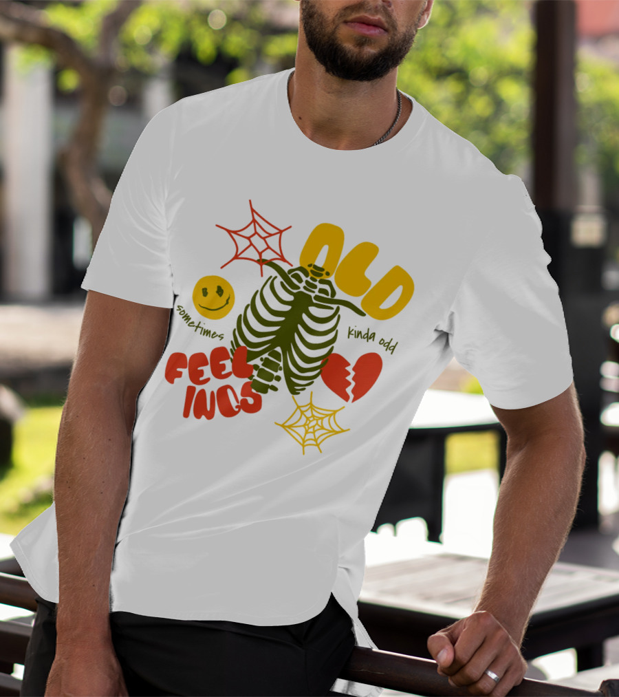 Old Feelings Sometimes Kinda Odd Broken Heart And Smiley Skeleton With Webs T-Shirt
