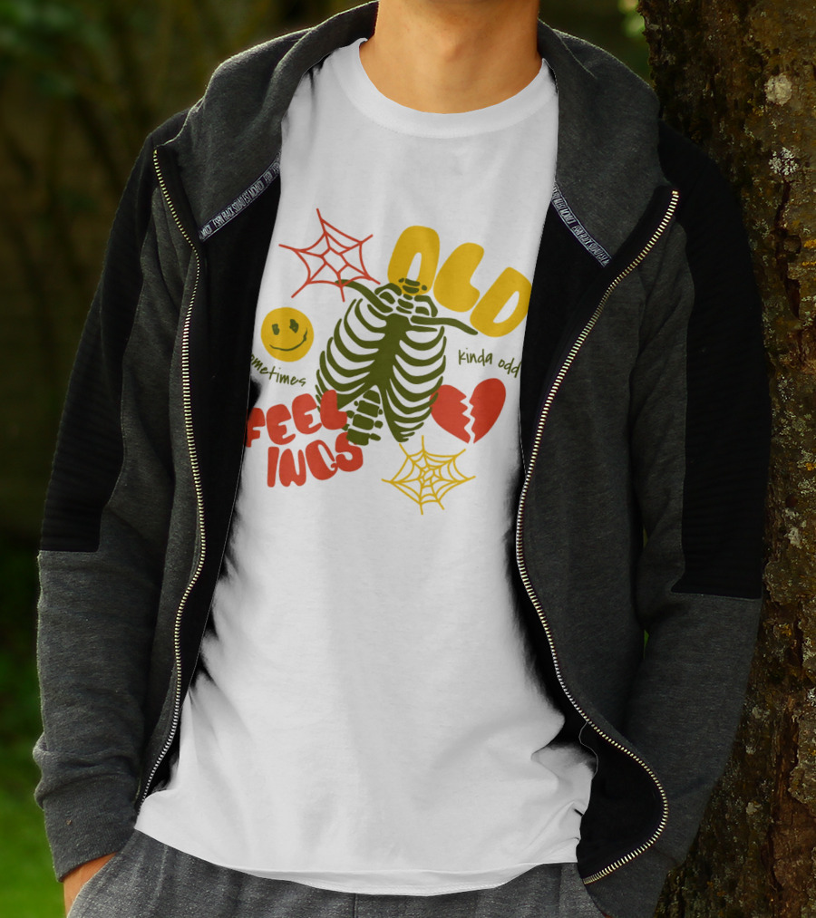 Old Feelings Sometimes Kinda Odd Broken Heart And Smiley Skeleton With Webs T-Shirt