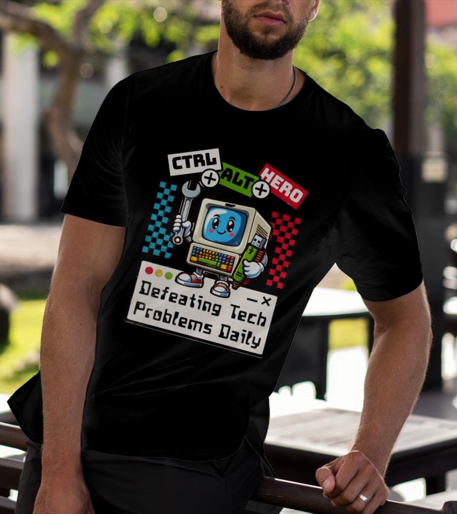 CTRL ALT HERO Retro Computer Defeating Tech Problems Daily T-Shirt