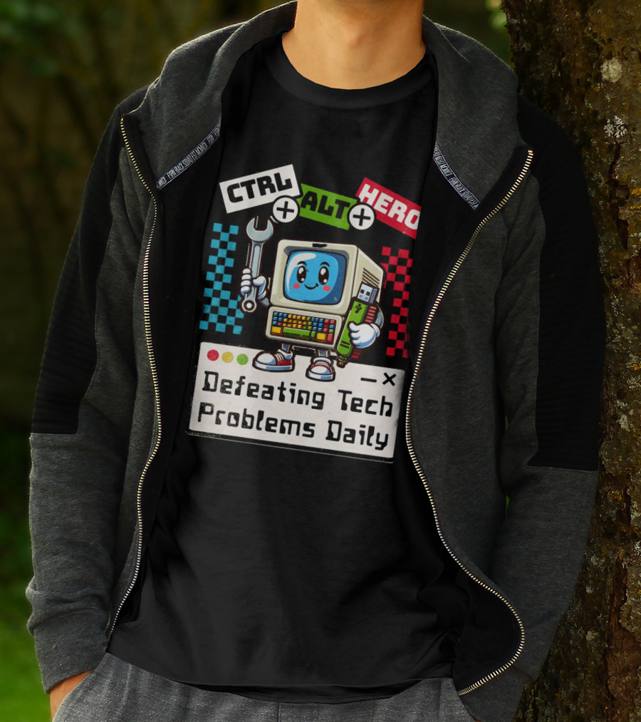 CTRL ALT HERO Retro Computer Defeating Tech Problems Daily T-Shirt