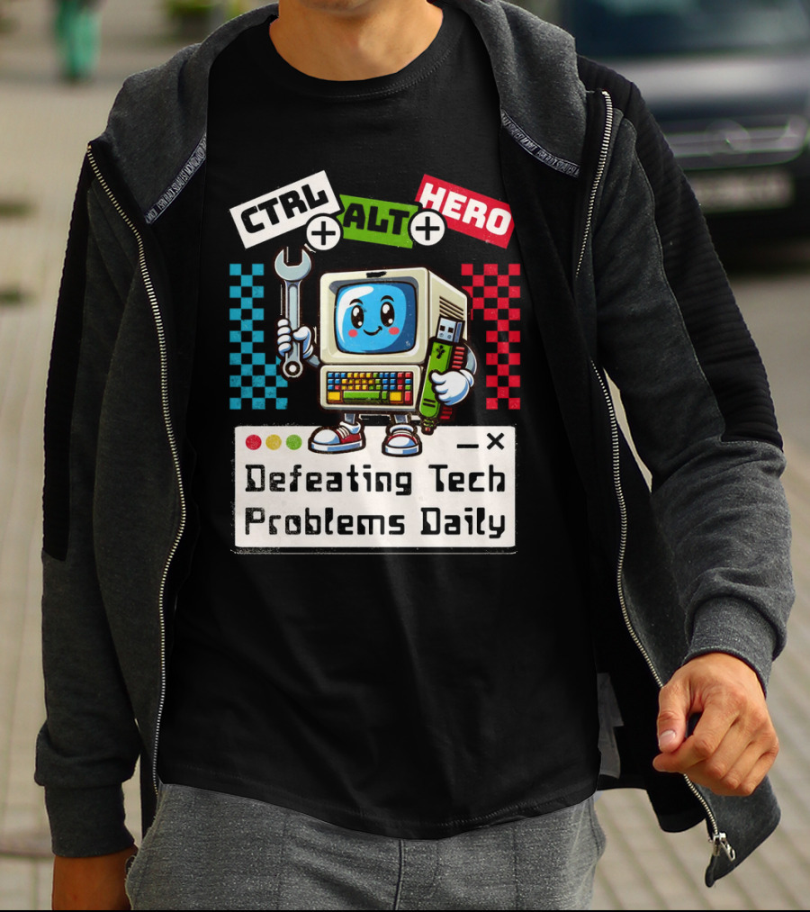 CTRL ALT HERO Retro Computer Defeating Tech Problems Daily T-Shirt