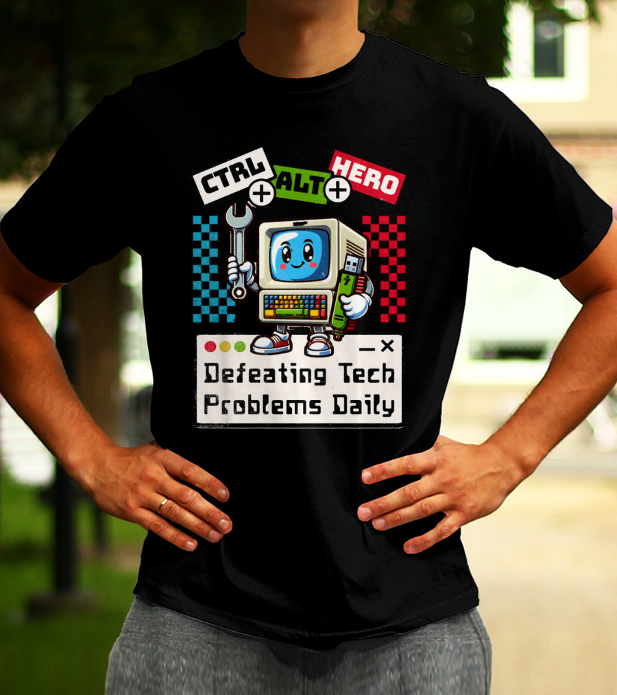 CTRL ALT HERO Retro Computer Defeating Tech Problems Daily T-Shirt