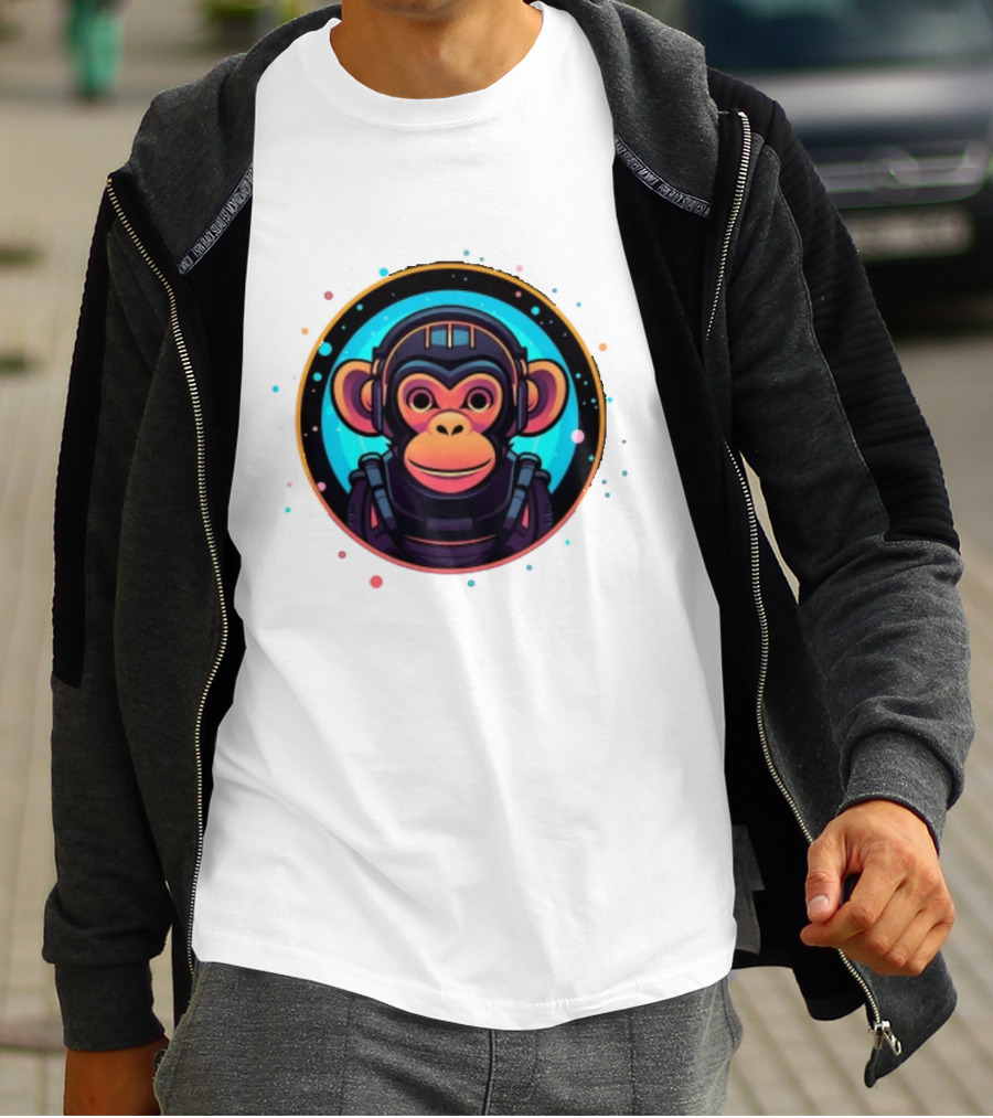 Neon Space Monkey Astronaut Galaxy Explorer T-Shirt