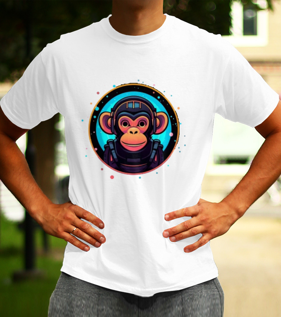 Neon Space Monkey Astronaut Galaxy Explorer T-Shirt