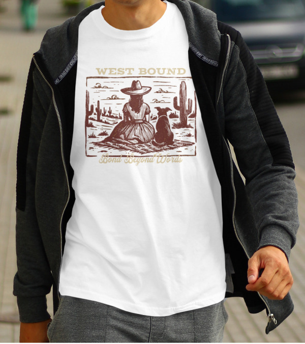 WEST BOUND Bond Beyond Words Cactus Desert Scene T-Shirt