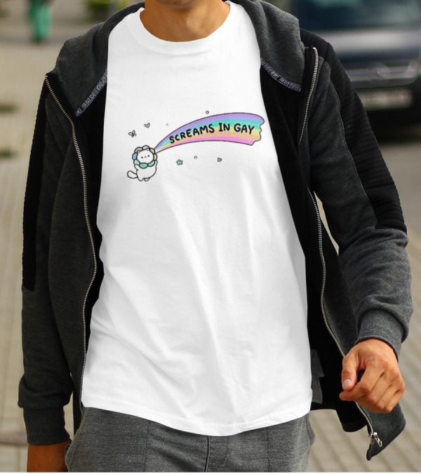 Cat Screams In Gay Rainbow Aesthetic T-Shirt