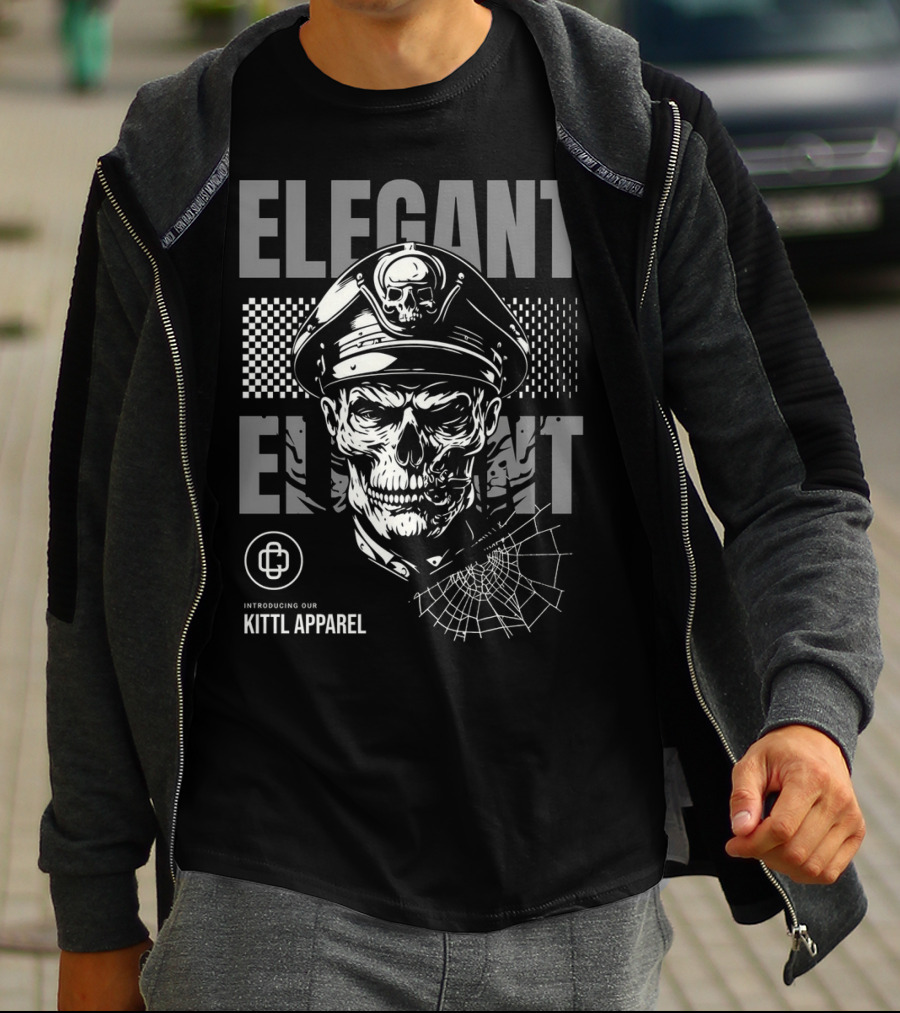 Elegant Captain Skull Kittl T-Shirt
