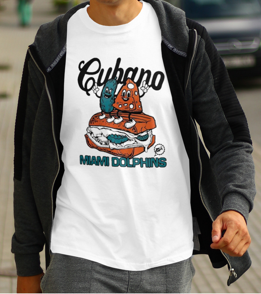 Cubano Miami Dolphins Sandwich Cartoon Characters T-Shirt