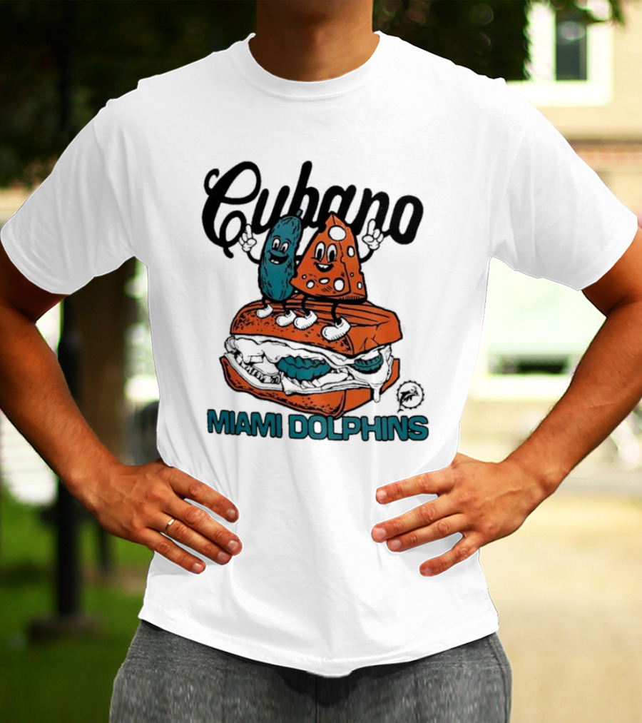 Cubano Miami Dolphins Sandwich Cartoon Characters T-Shirt