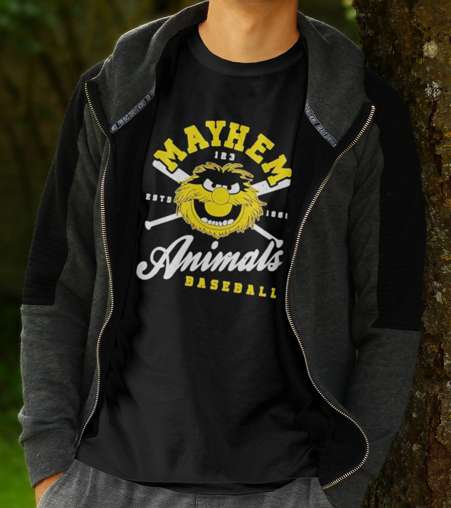 Mayhem 123 ESTD 1969 Animals Baseball T-Shirt