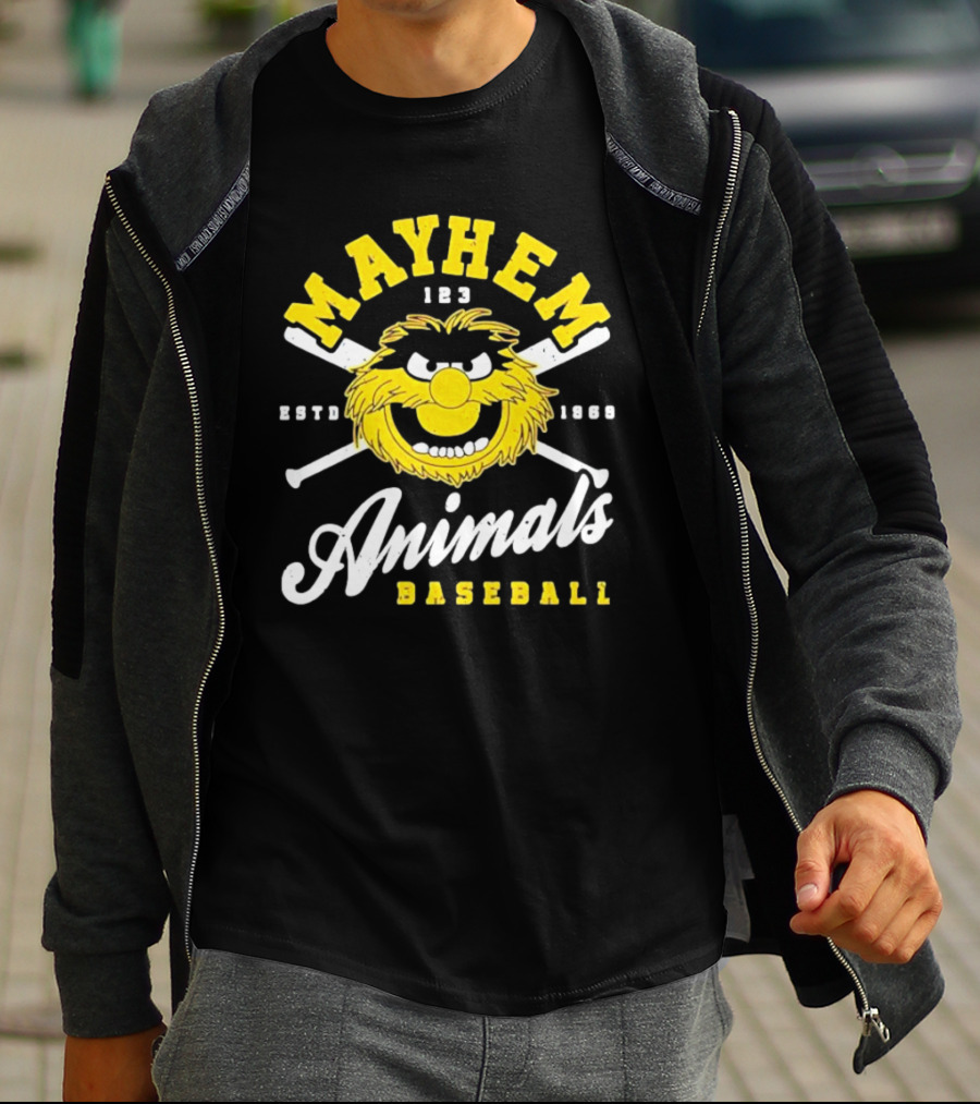 Mayhem 123 ESTD 1969 Animals Baseball T-Shirt